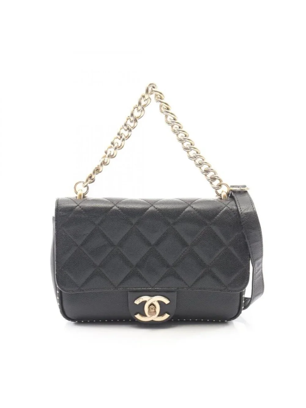Chanel Shoulder Bag Quilted 2-Way Black